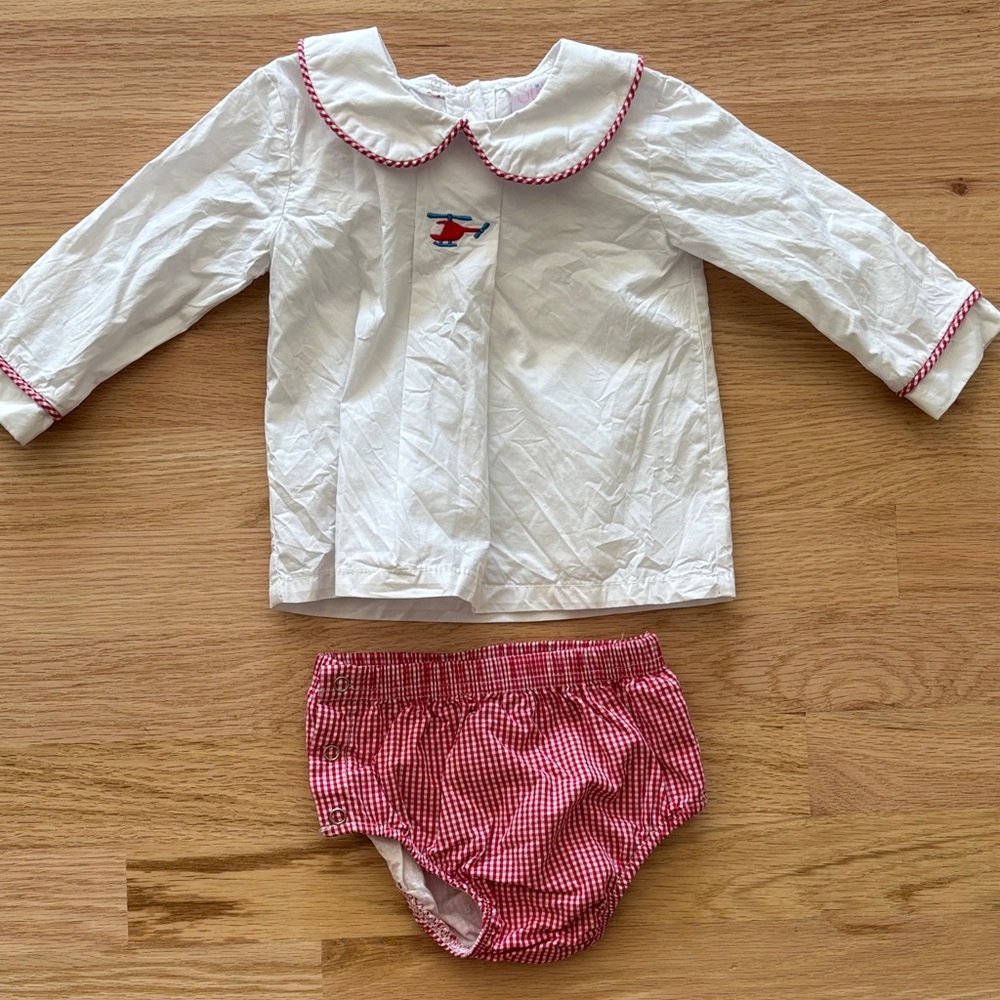 Stitchy fish airplane diaper set 9mo